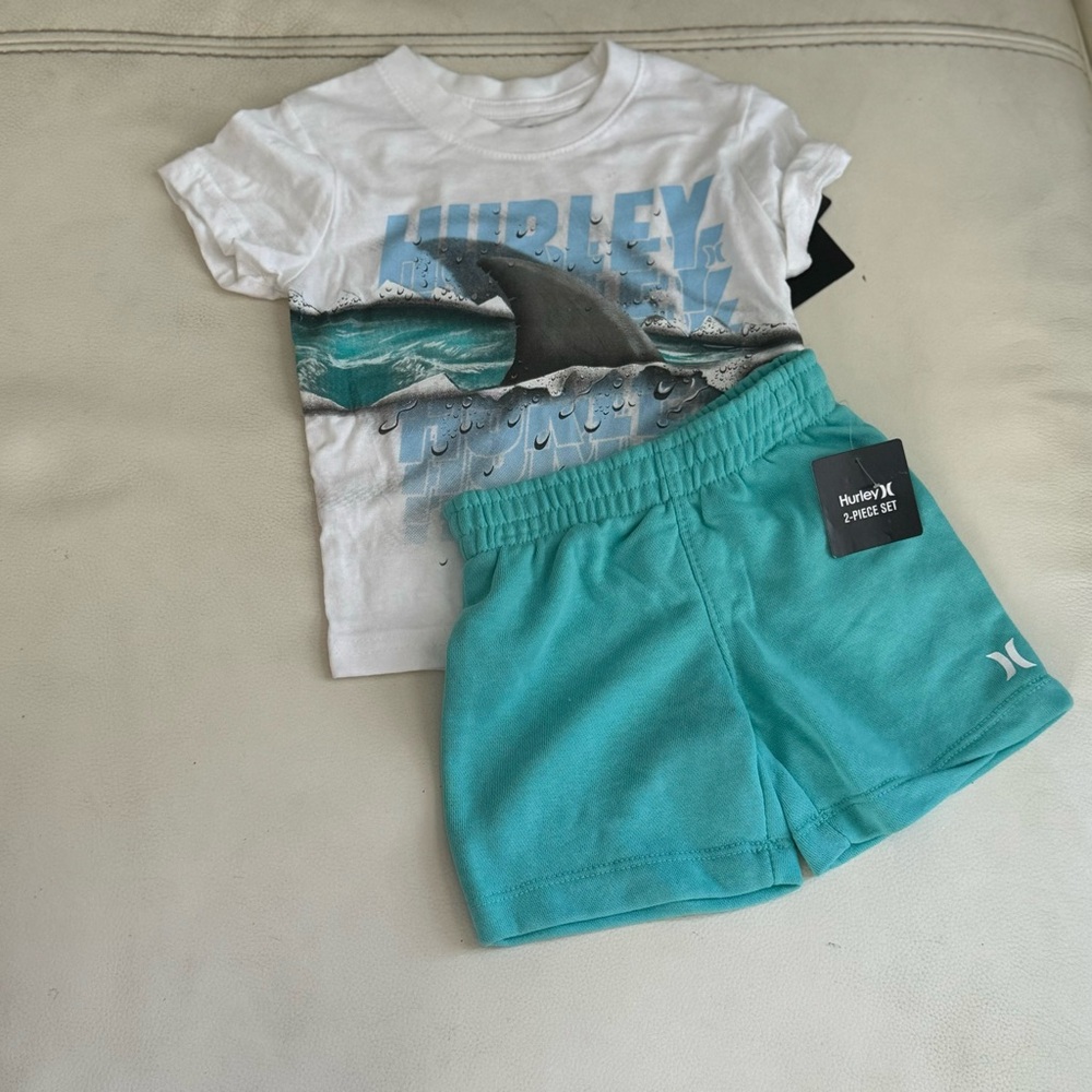 Hurley shark cute boy beach shorts set